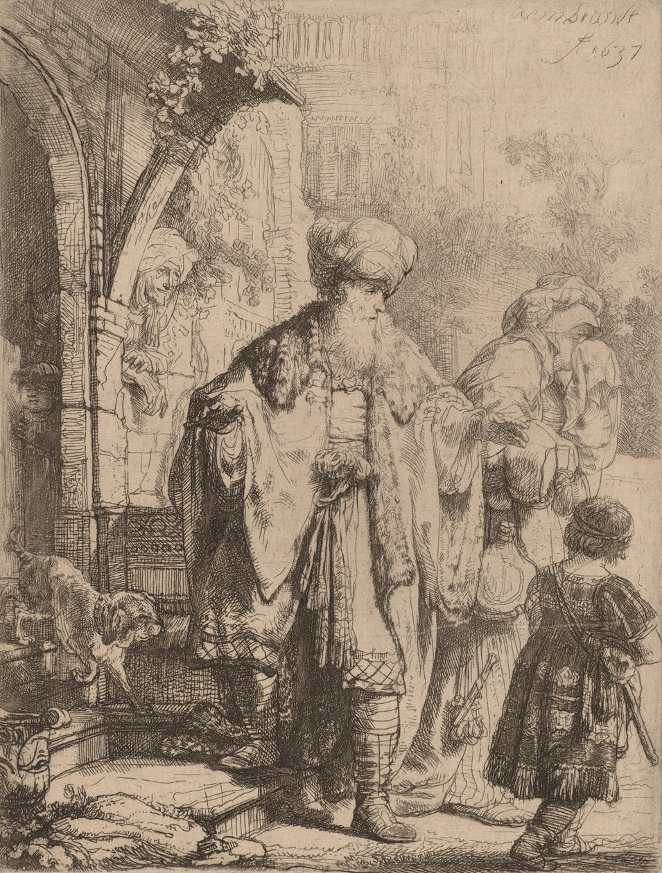 Abraham kaster Hagar og Ismael ut, 1637. av Rembrandt van Rijn