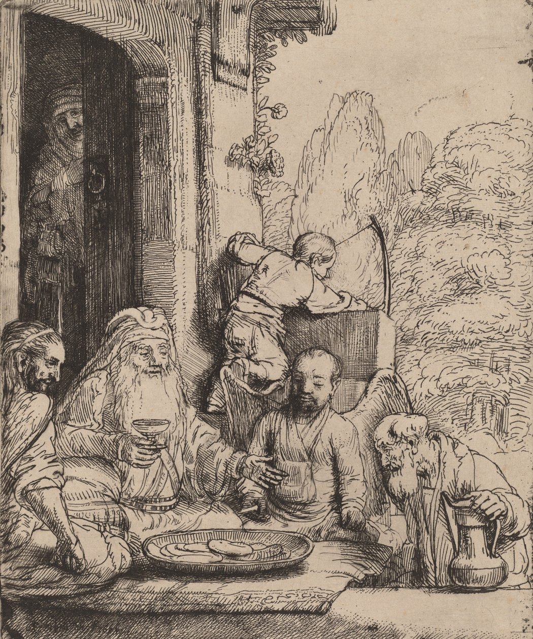 Abraham underholder englene, 1656. av Rembrandt van Rijn