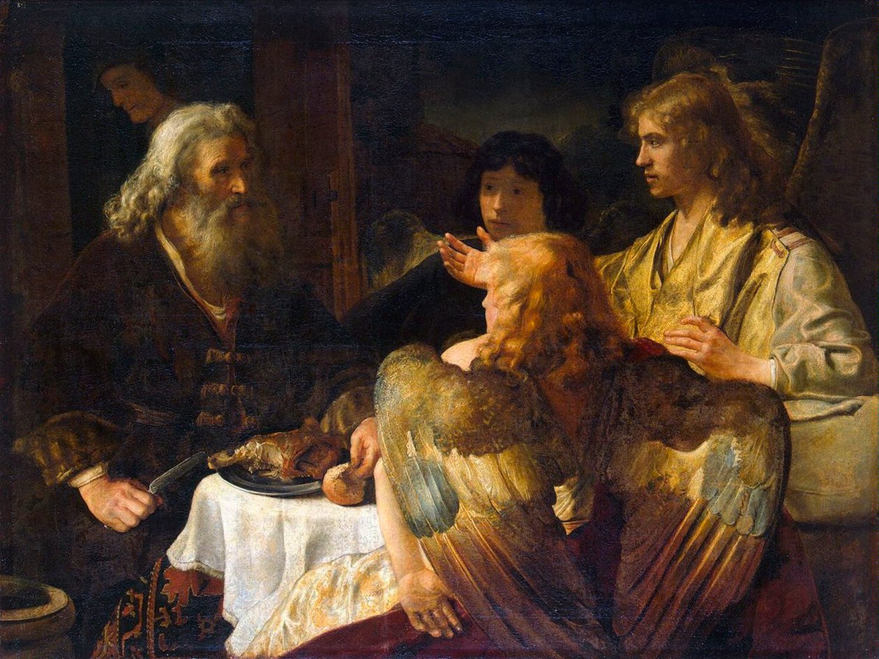 Abraham og de tre englene, 1630-årene. av Rembrandt van Rijn