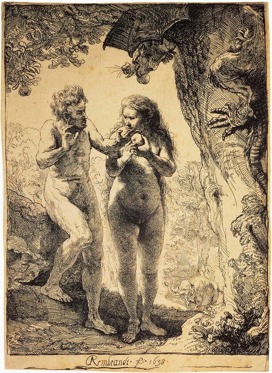 Adam og Eva, 1638. av Rembrandt van Rijn
