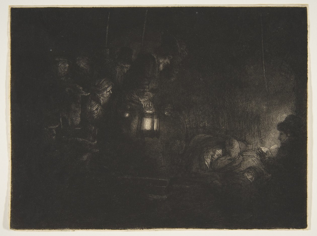 Adoration of the Shepherds: A Night Piece, ca. 1657. av Rembrandt van Rijn