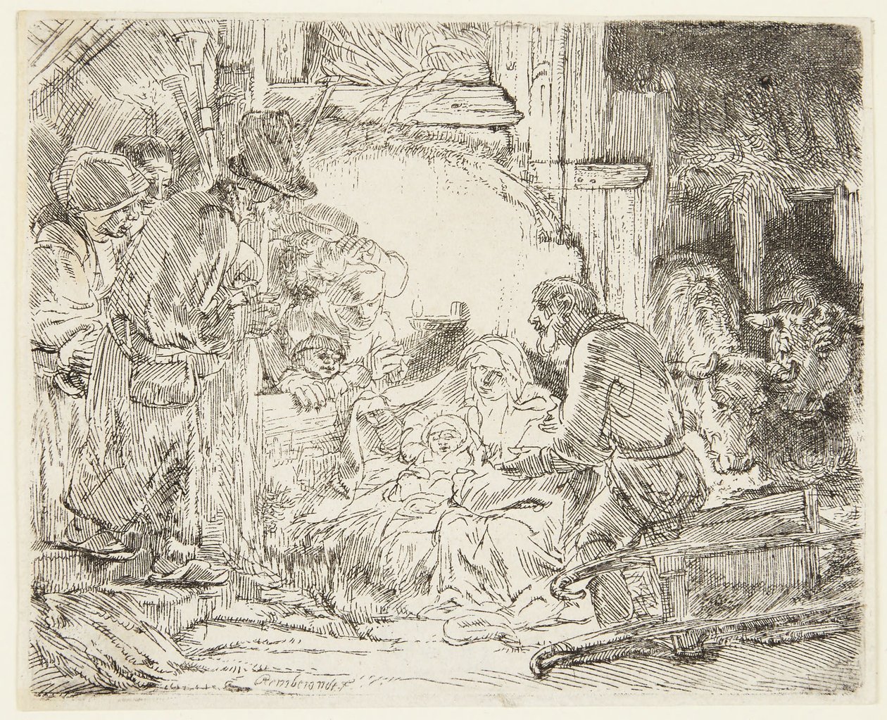 Tilbedelsen av gjeterne med lampen av Rembrandt van Rijn