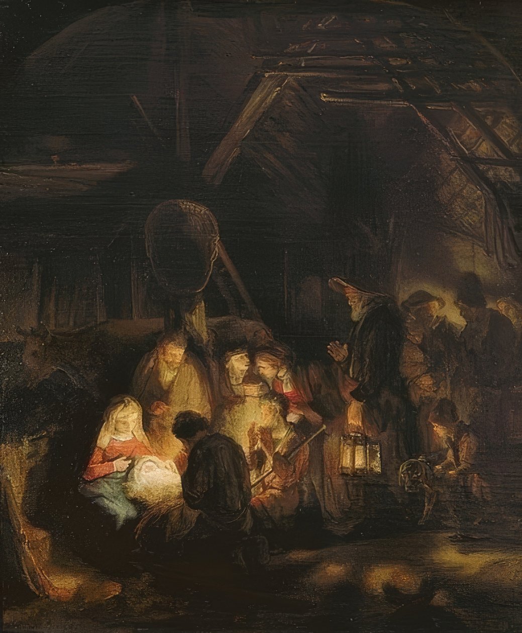 Tilbedelse av hyrdene. 1646 av Rembrandt van Rijn