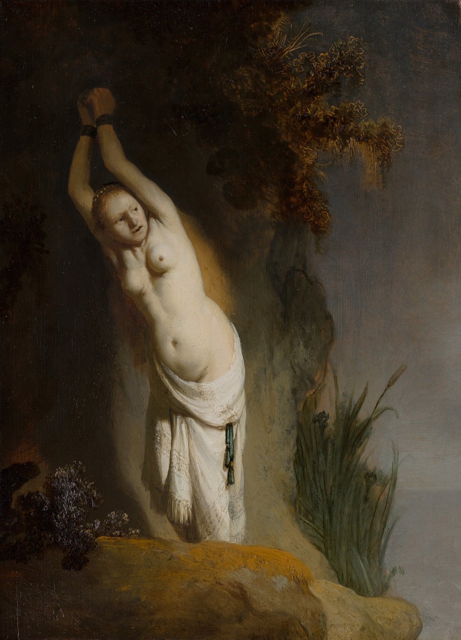 Andromeda Chained to the Rocks, ca. 1630. av Rembrandt van Rijn