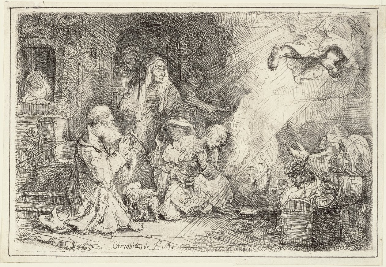 Engel på vei fra familien til Tobias, 1641 av Rembrandt van Rijn