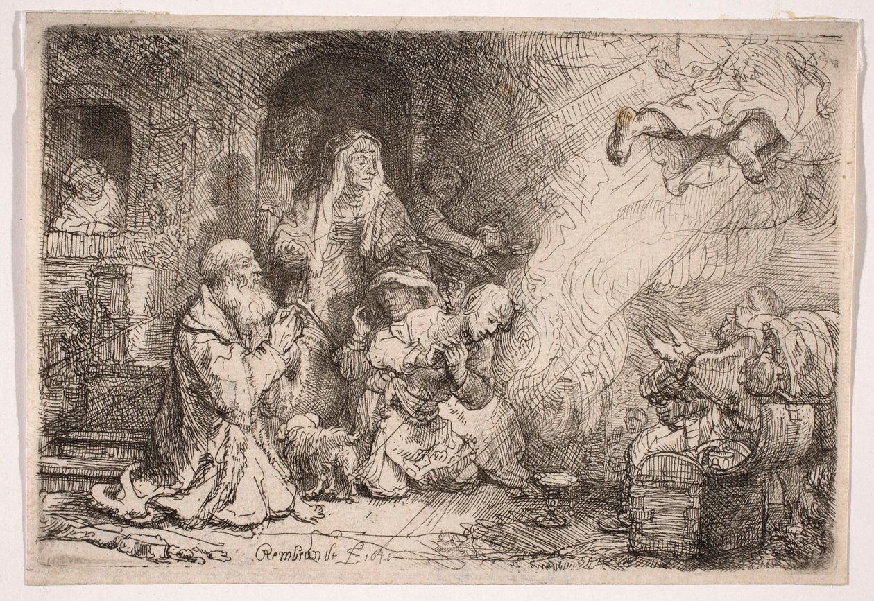 Engelen som forlater Tobias’ familie av Rembrandt van Rijn