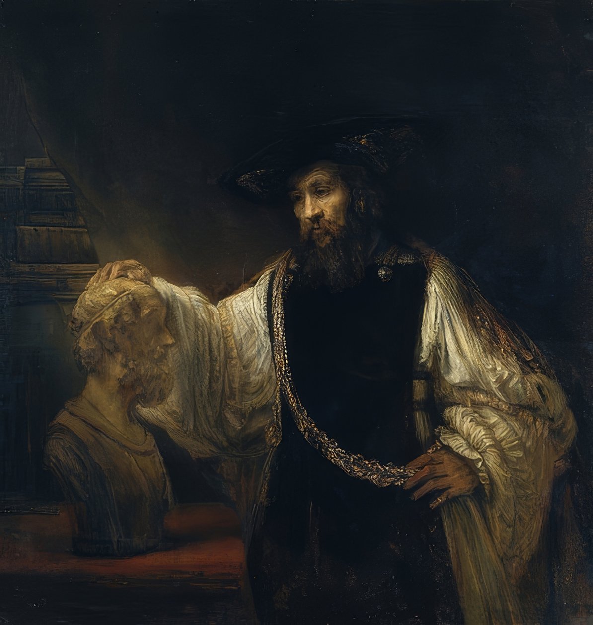 Aristoteles foran bysten av Homer. 1653 av Rembrandt van Rijn