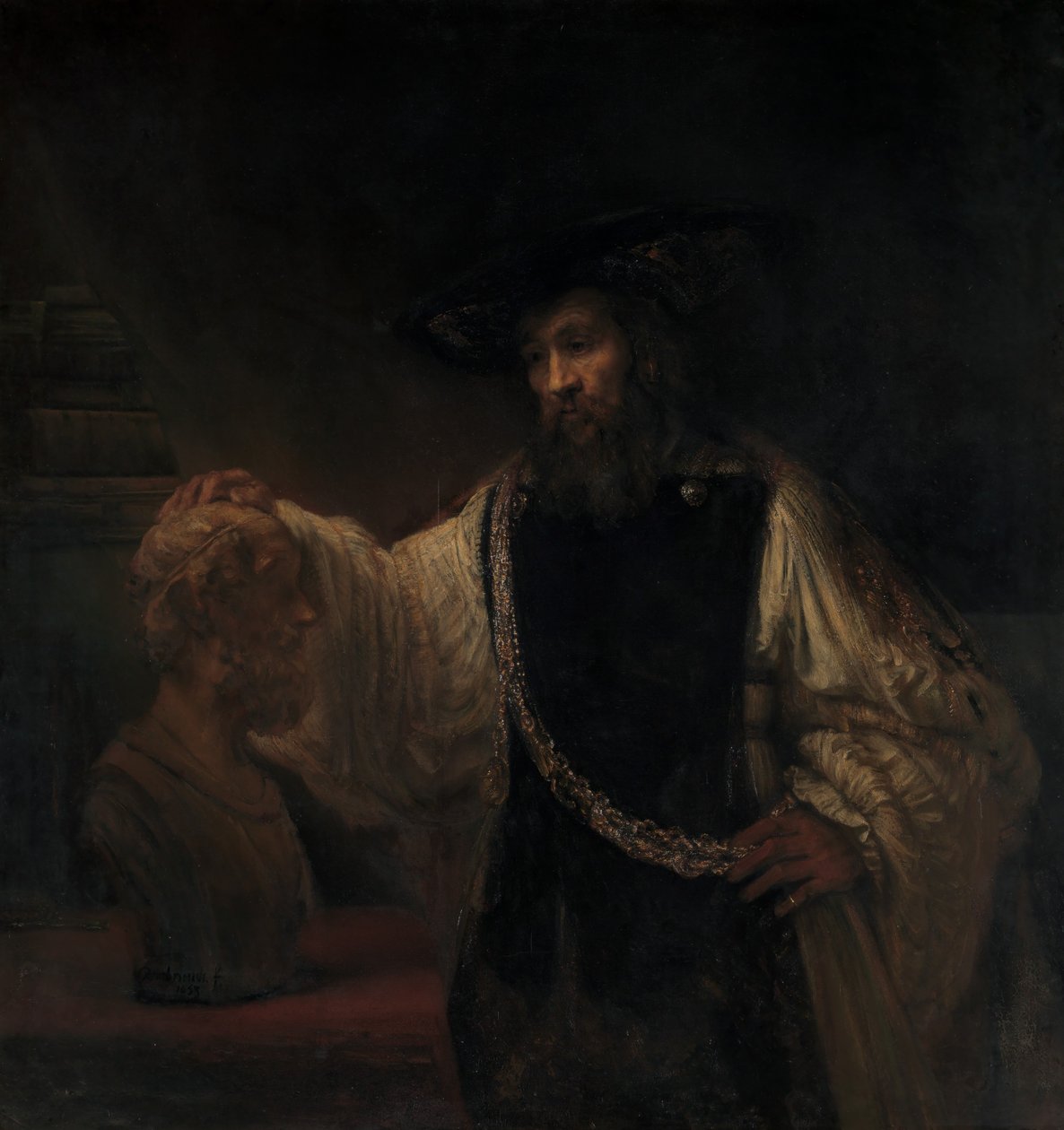 Aristoteles med en byste av Homer, 1653. av Rembrandt van Rijn