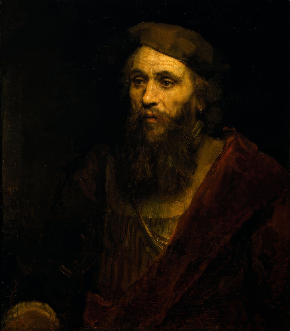 Skjeggete mann i hatt av Rembrandt van Rijn