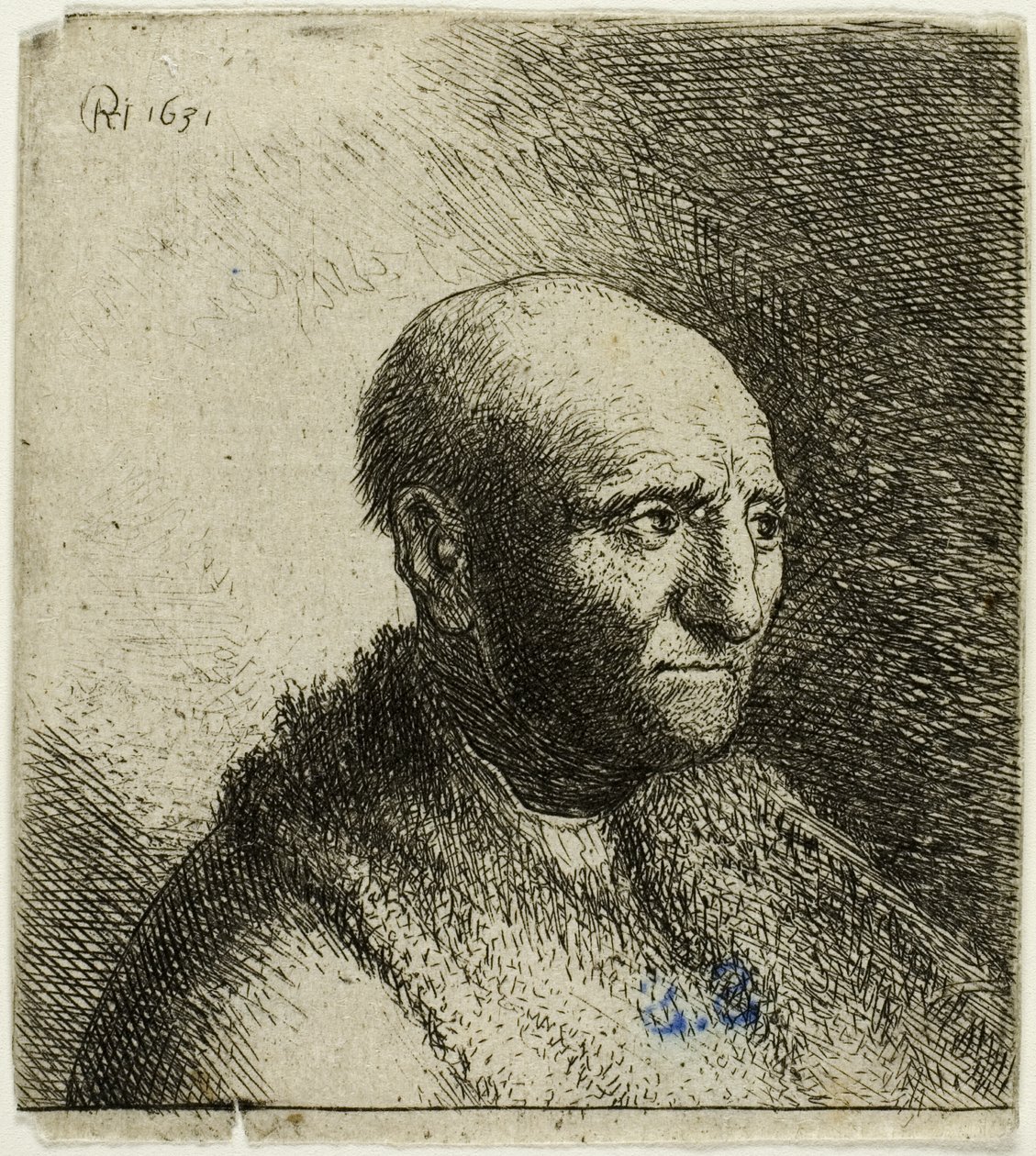 Bald Man in a Fur Coak: Bust av Rembrandt van Rijn