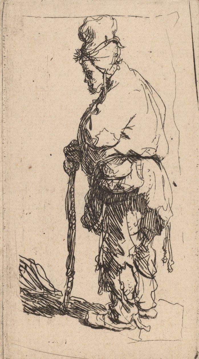 Beggar Leaning on a Stick, Facing Left, c. 1630.    1159506   no       norwegian Successfully Translated  Original: A Voyage to New Zealand (1842-1846): Cover Translat: A Voyage to New Zealand (1842-1846): Cover 1304935 no norwegian Successfully Translated av Rembrandt van Rijn