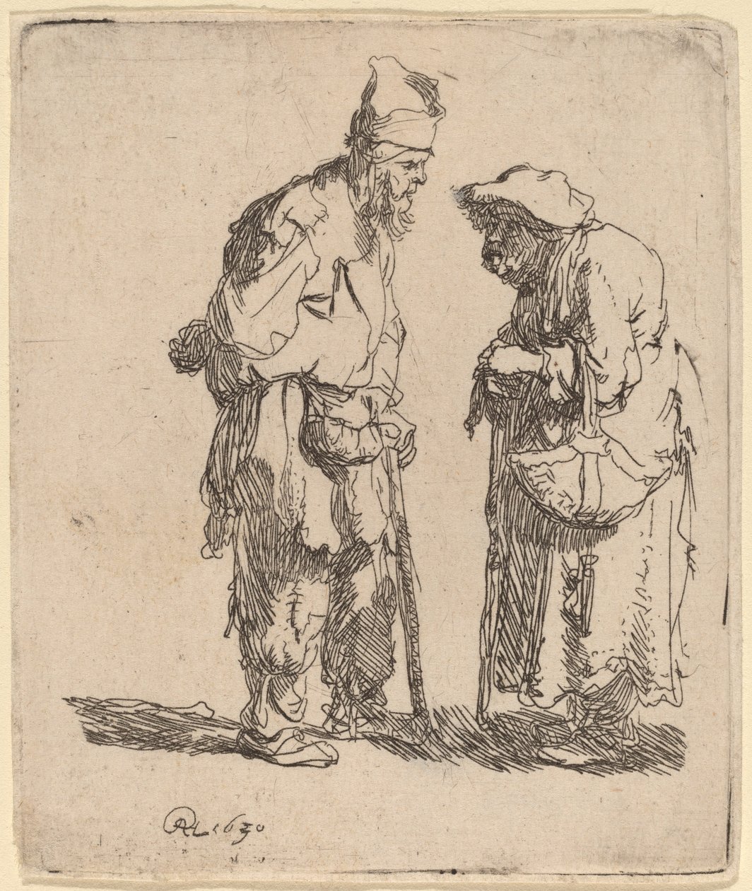 Tiggermann og tiggerkvinne i samtale av Rembrandt van Rijn