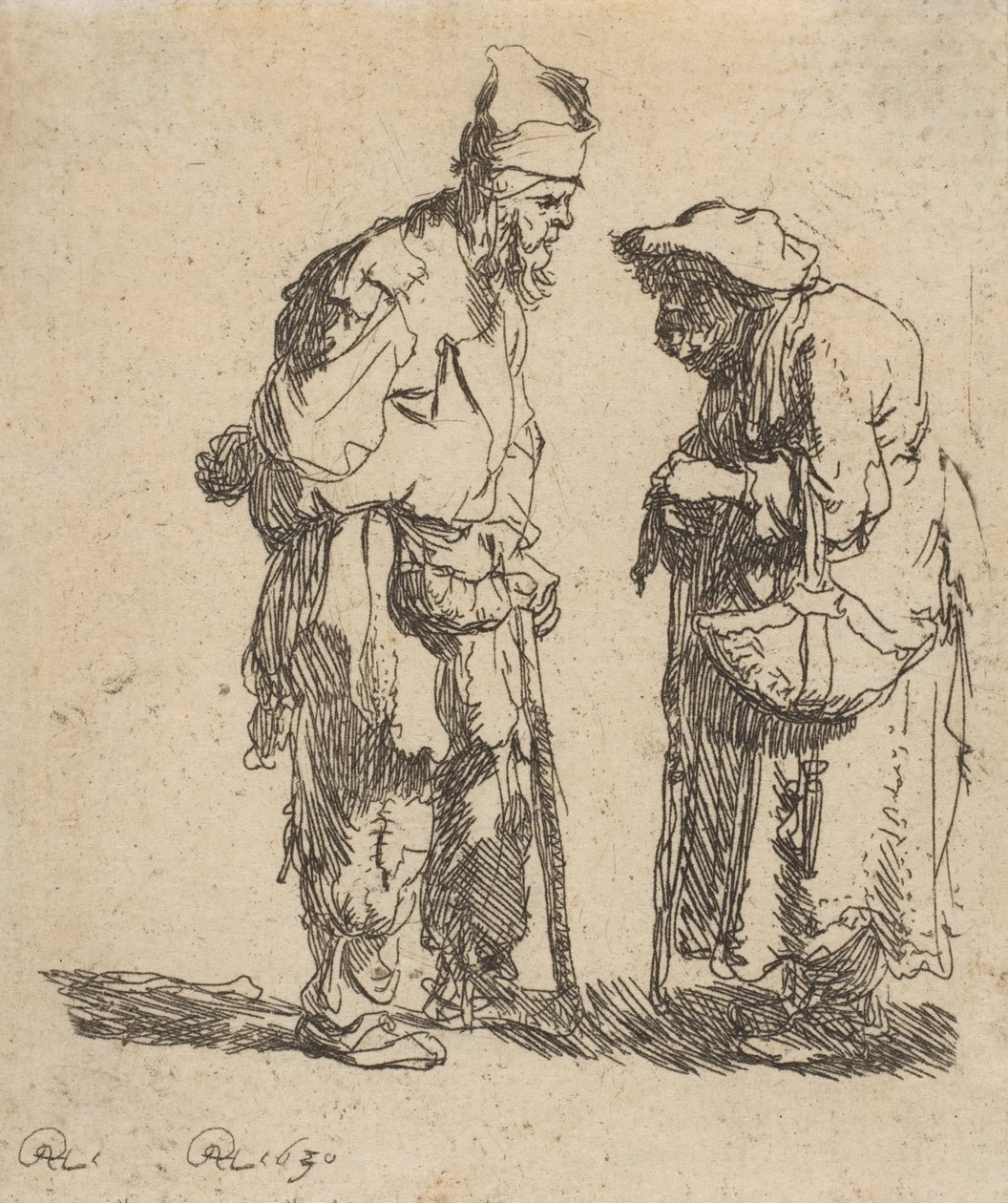 Tiggermann og tiggerkvinne samtaler, 1630., 1630. av Rembrandt van Rijn