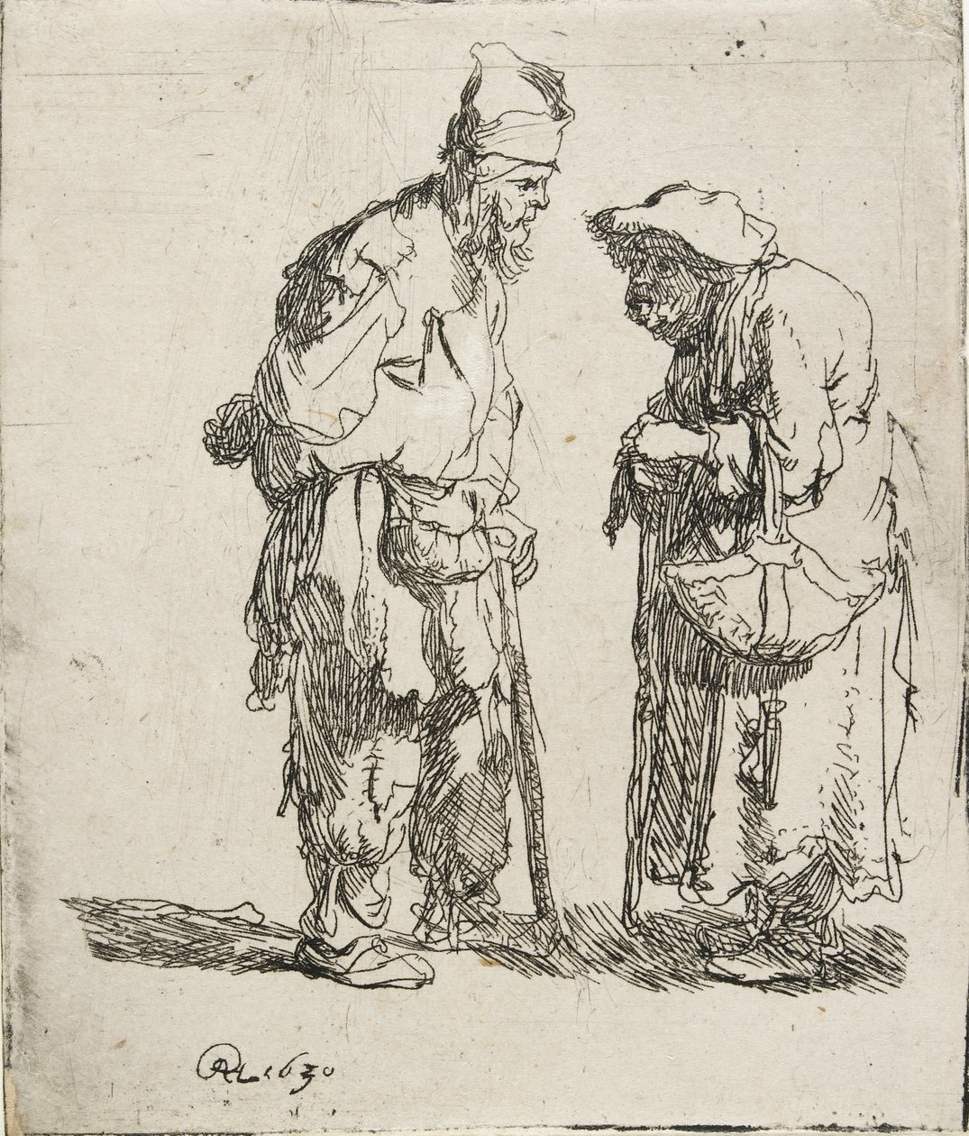 Tiggermann og tiggerkvinne i samtale, 1630 av Rembrandt van Rijn