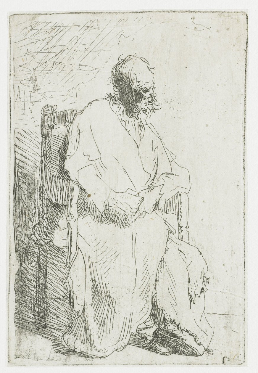 Tigger, sittende i en lenestol av Rembrandt van Rijn
