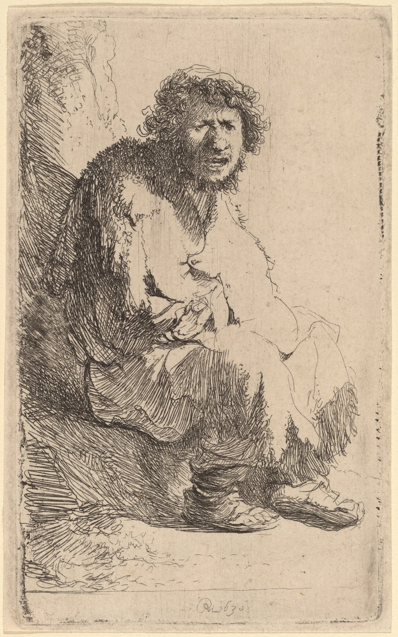 Tigger sitter på en bank av Rembrandt van Rijn