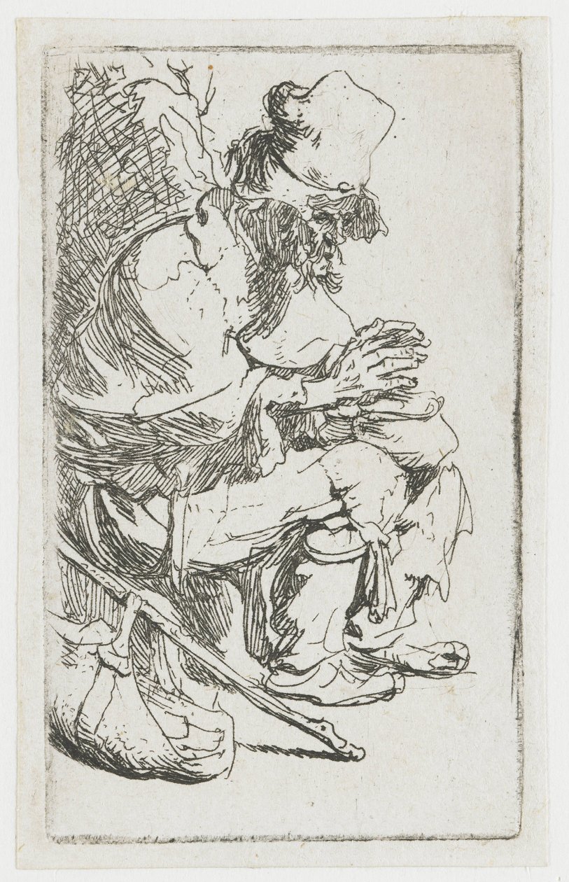 En tigger som varmer hendene av Rembrandt van Rijn