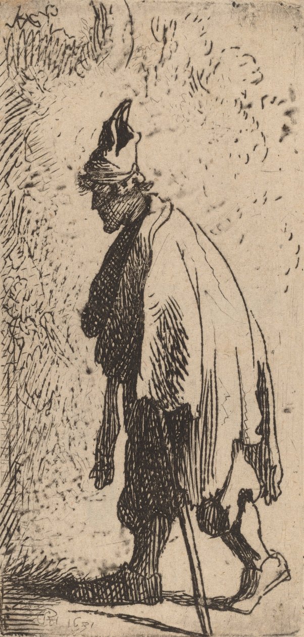 Tigger med en pinne, gå til venstre, 1631. av Rembrandt van Rijn