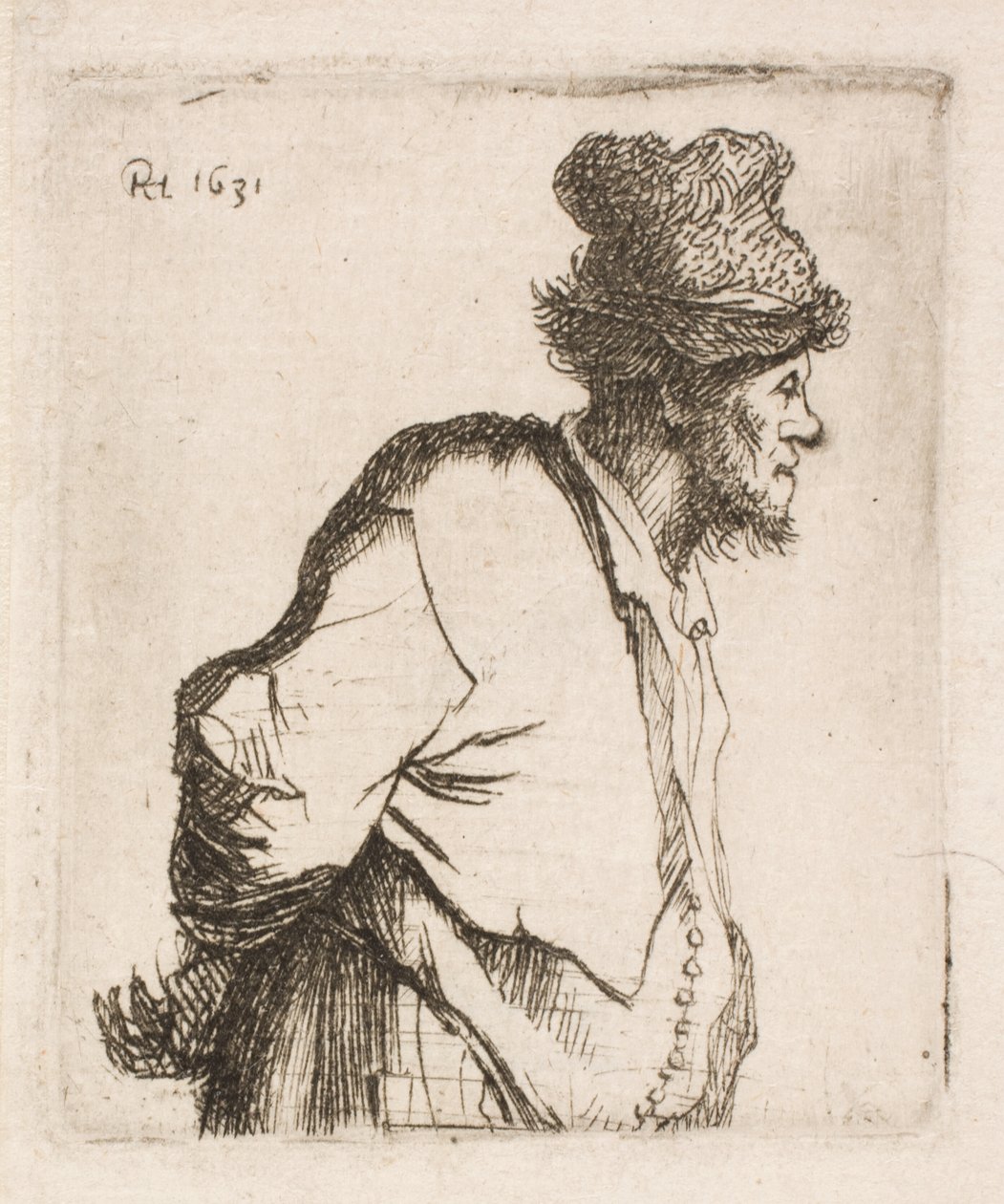 Bonde med hendene på ryggen av Rembrandt van Rijn