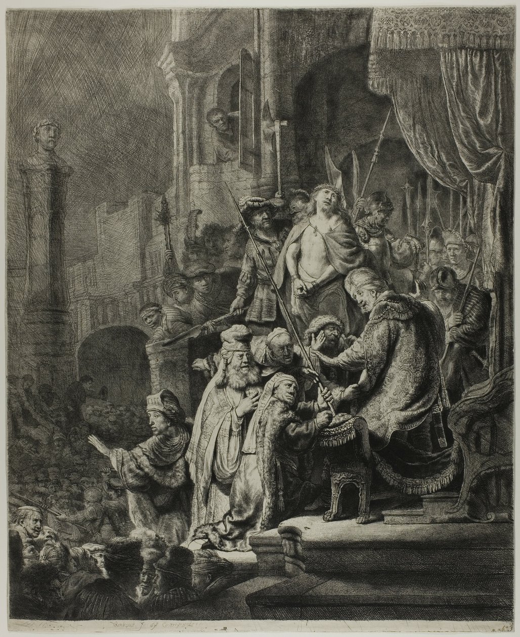 Kristus før Pilatus: Stor tallerken av Rembrandt van Rijn