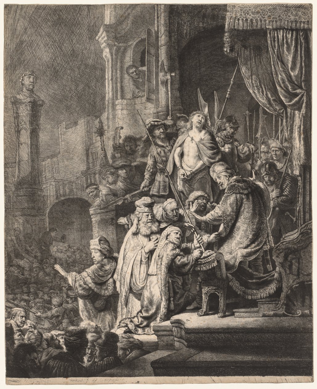 Kristus før Pilatus: Stor tallerken av Rembrandt van Rijn