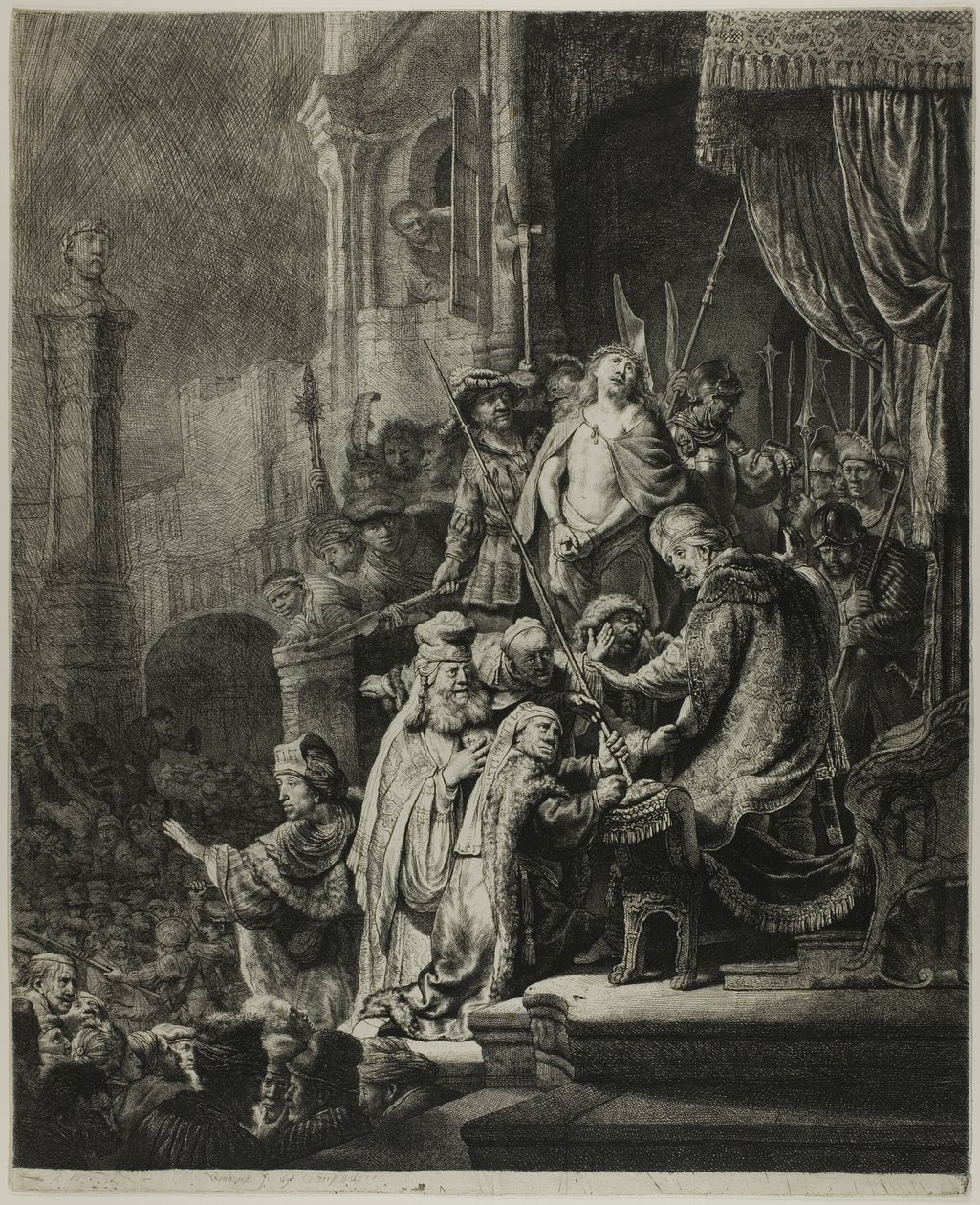 Kristus før Pilatus: Stor tallerken av Rembrandt van Rijn