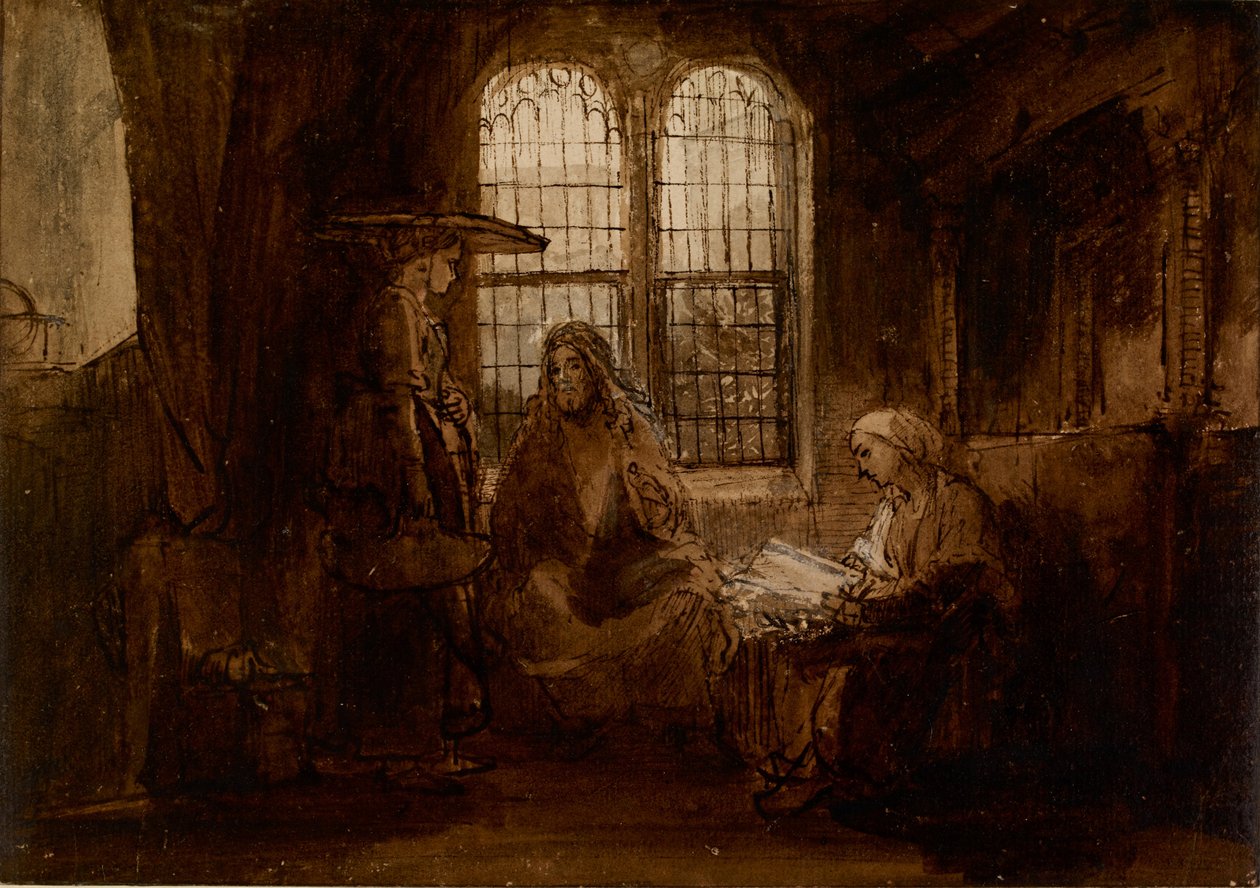 Kristus samtaler med Marta og Maria, ca 1652 av Rembrandt van Rijn