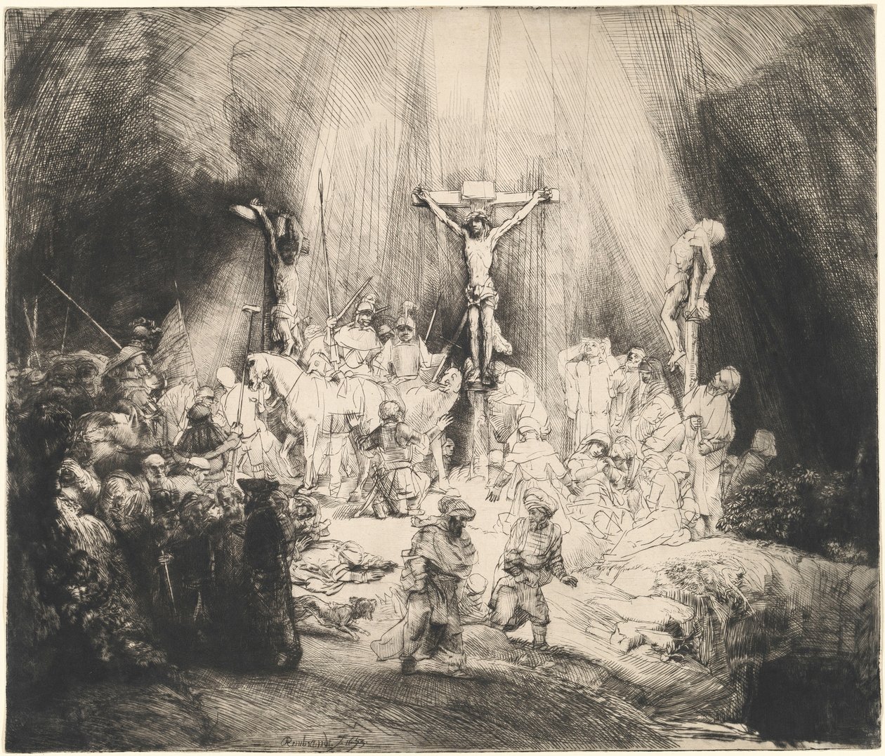Den korsfestede Kristus mellom de to tyvene (De tre korsene) av Rembrandt van Rijn