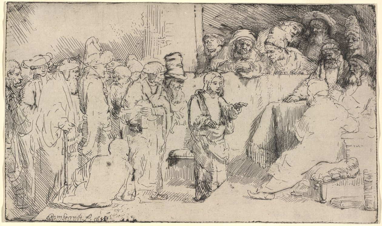 Kristus disputerer med legene: en skisse av Rembrandt van Rijn