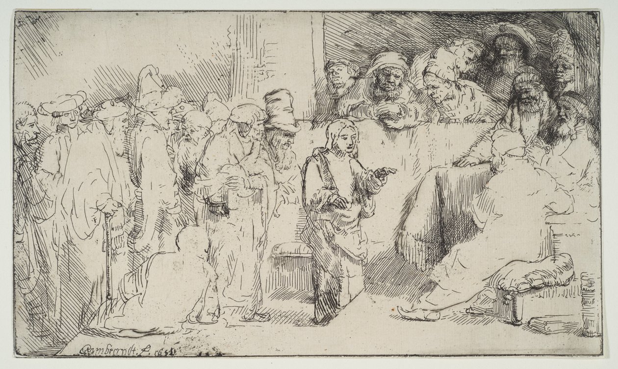Christ Disputing with the Doctors, en skisse, 1652. av Rembrandt van Rijn