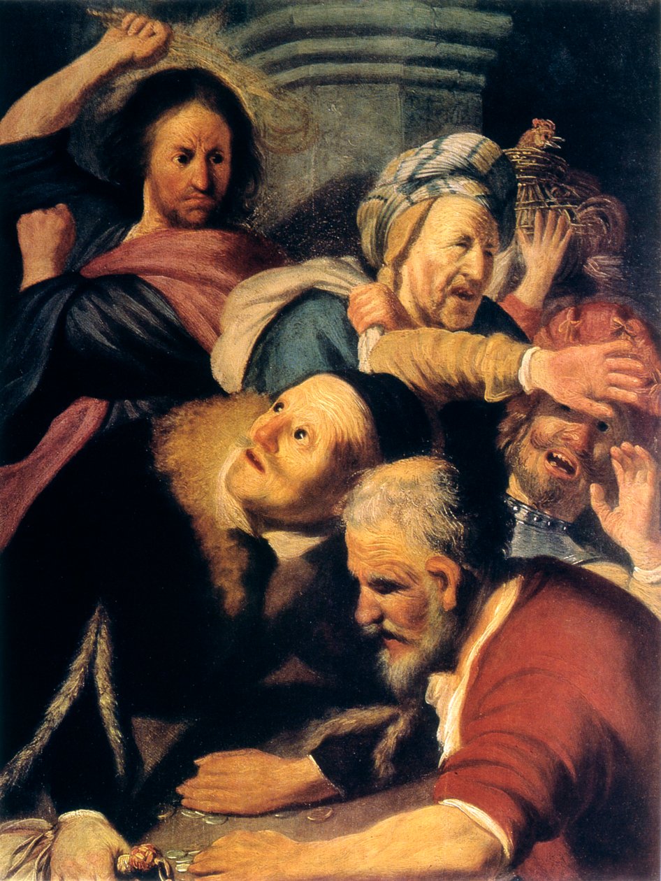 Kristus driver pengevekslerne fra tempelet, 1626 av Rembrandt van Rijn
