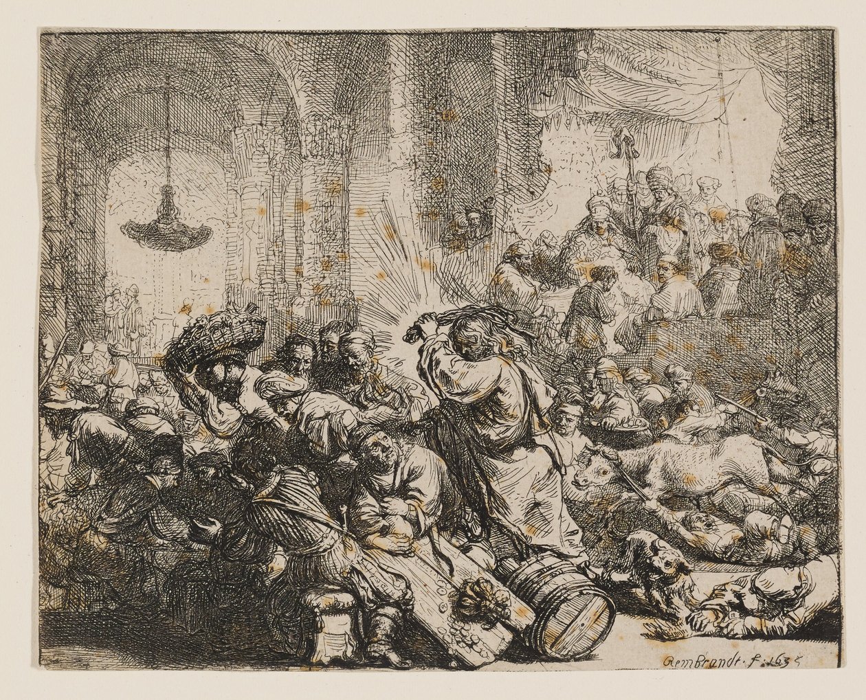 Kristus driver pengevekslere ut av tempelet av Rembrandt van Rijn