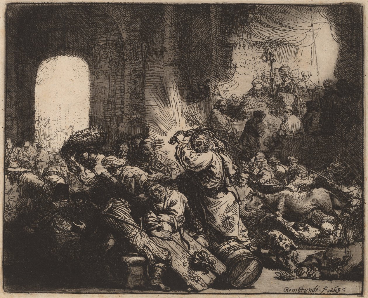 Kristus driver pengevekslerne fra tempelet av Rembrandt van Rijn