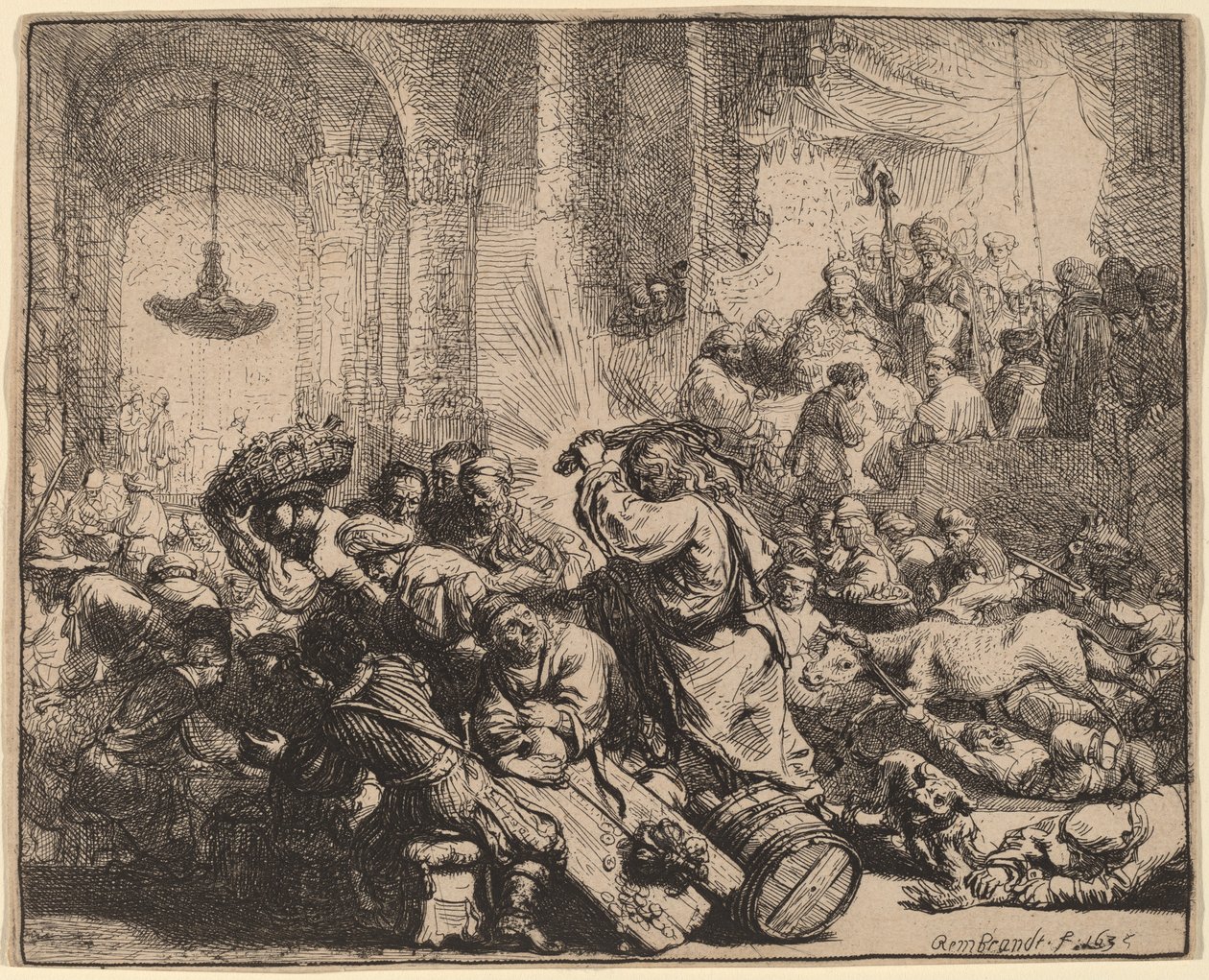 Kristus driver pengevekslerne fra tempelet av Rembrandt van Rijn