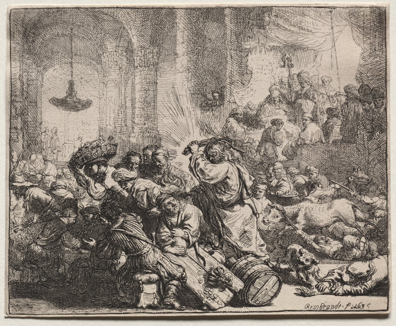 Kristus driver pengevekslerne fra tempelet av Rembrandt van Rijn