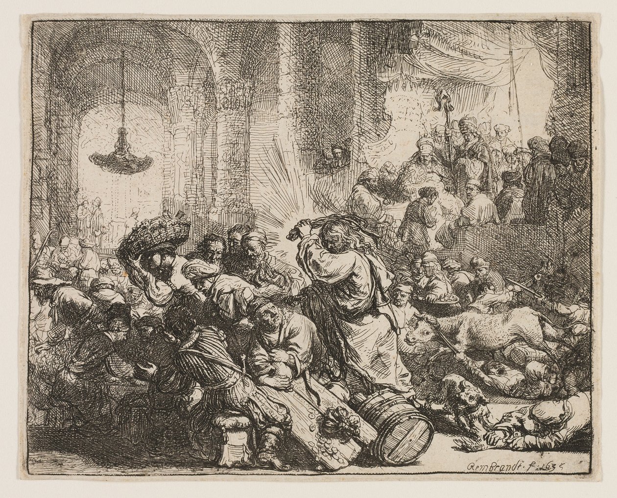 Kristus som driver pengevekslerne fra tempelet av Rembrandt van Rijn