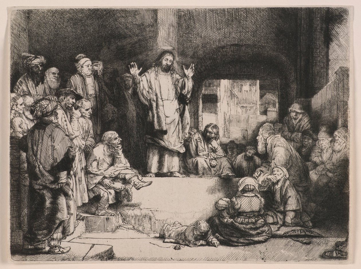Christ Preaching (Den lille graven) av Rembrandt van Rijn