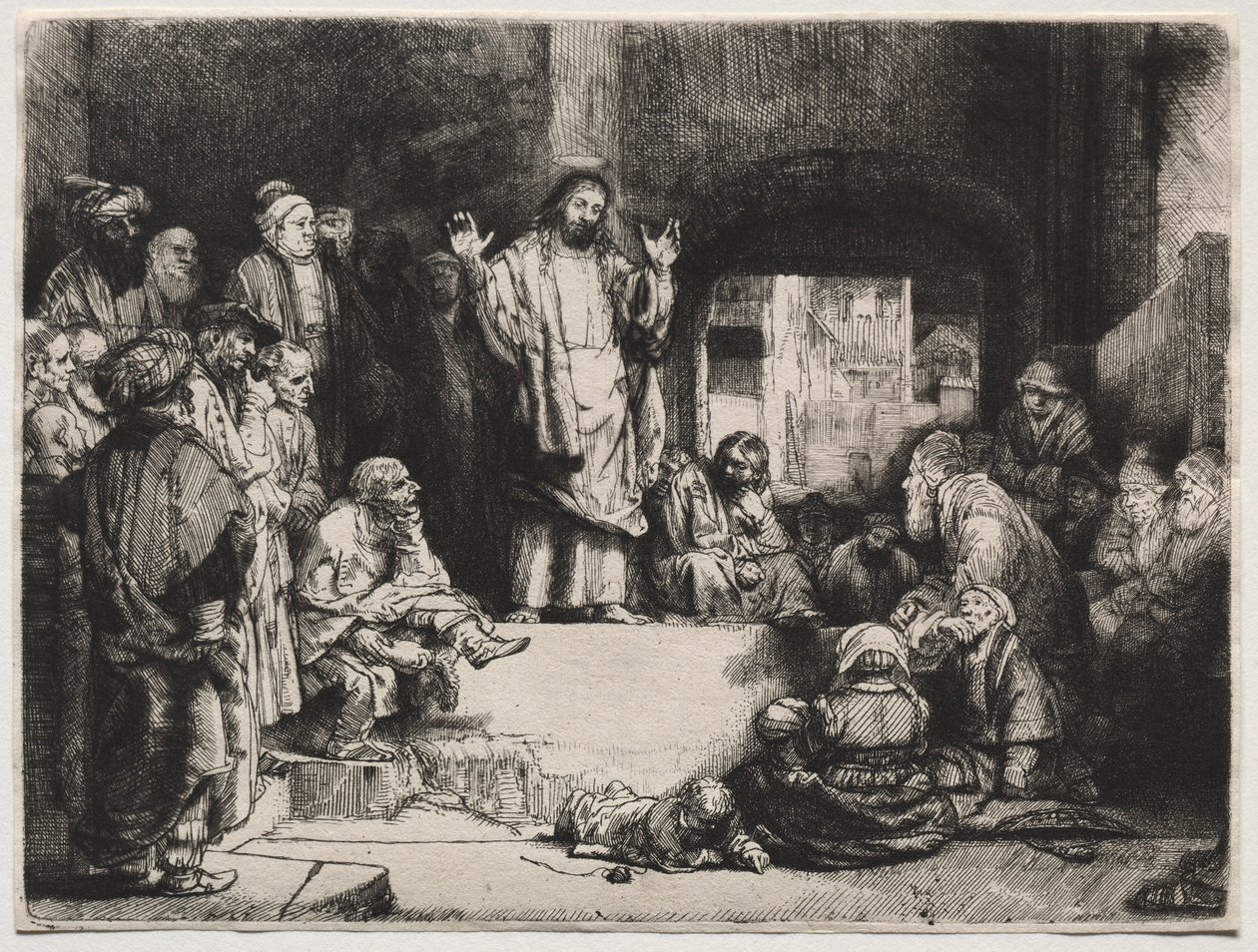 Kristus forkynner den lille graven, ca. 1657. av Rembrandt van Rijn
