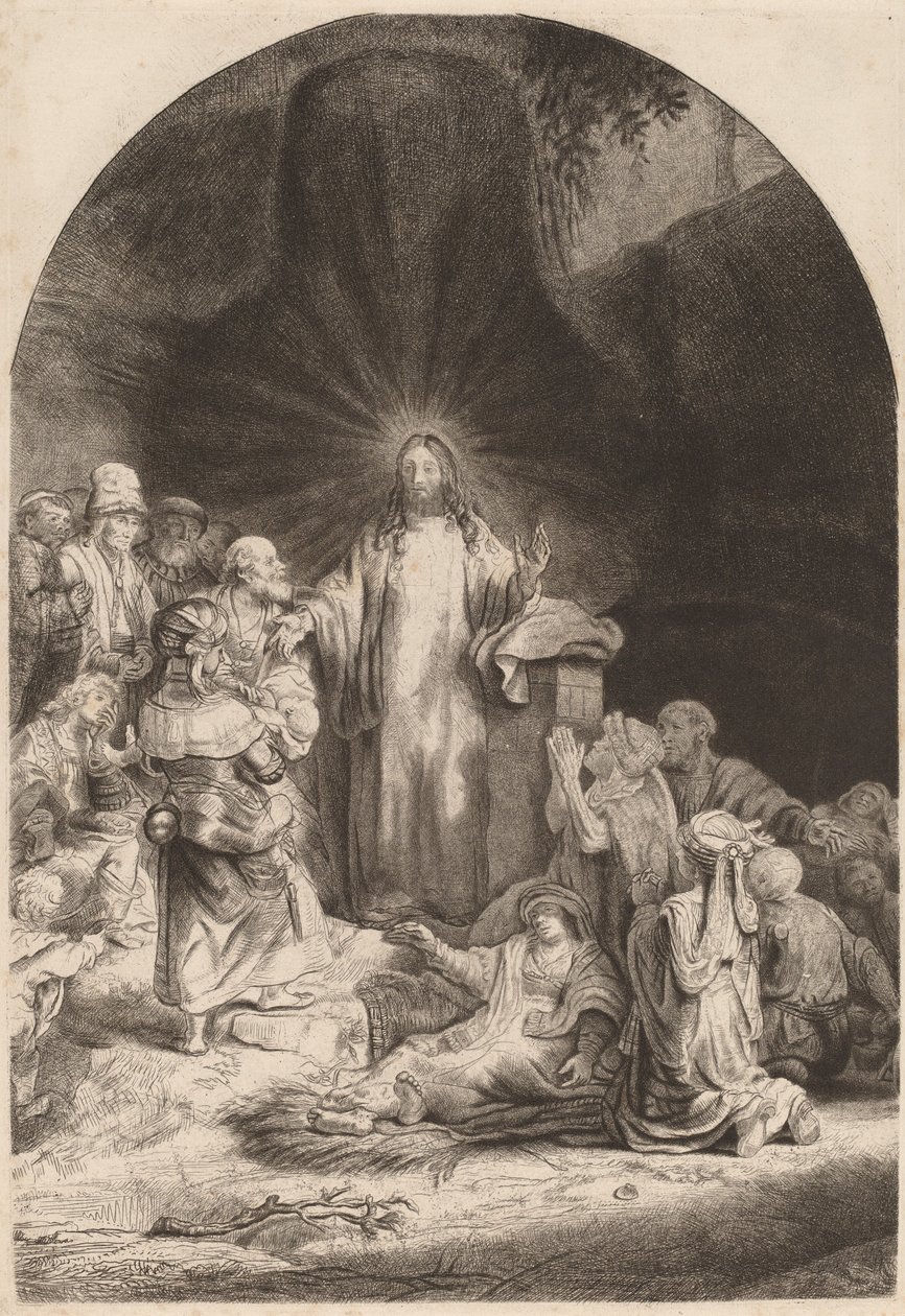 Christ Preaching and Healing Fragment from the Hundred Guilder Print, ca. 1649. av Rembrandt van Rijn