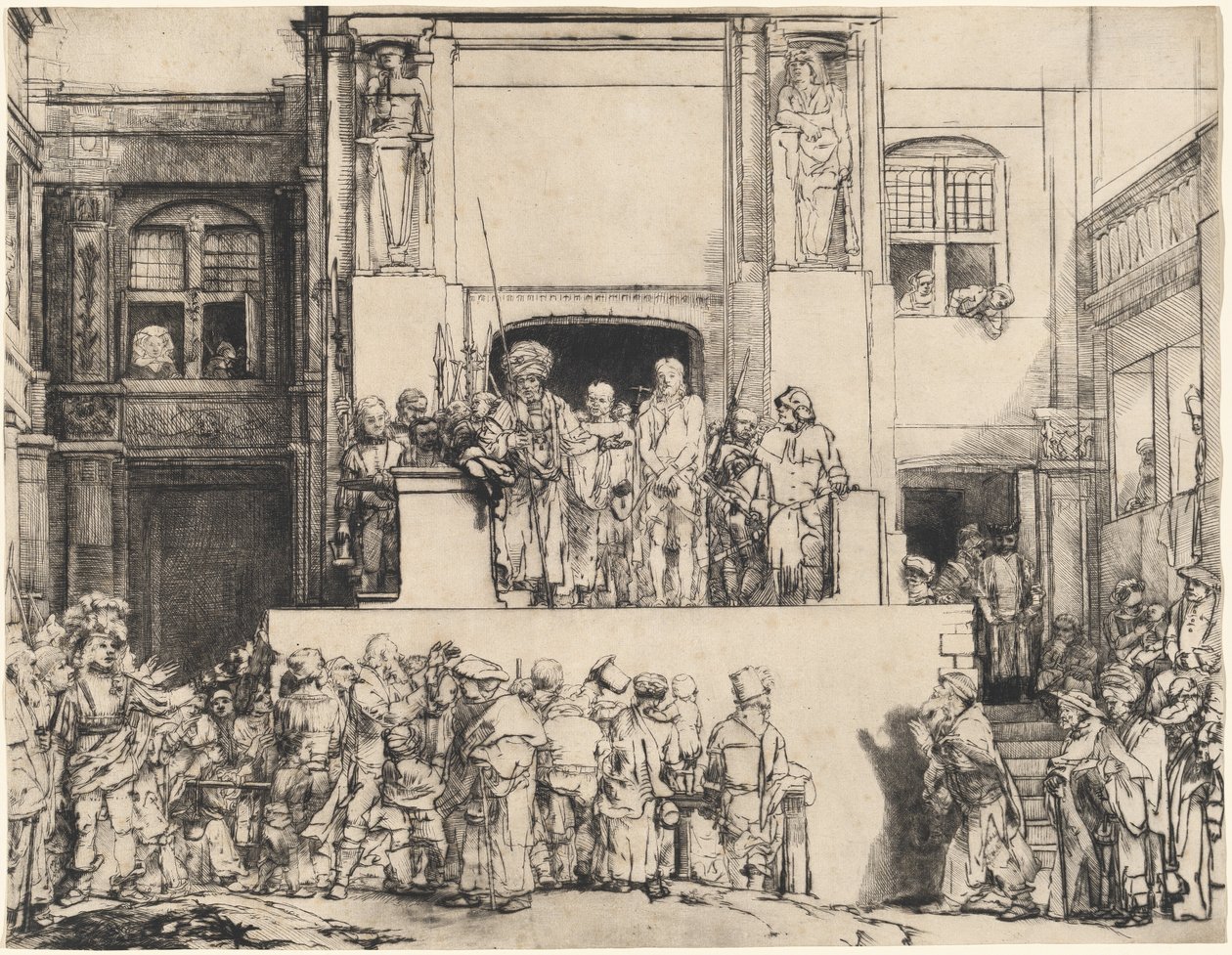 Kristus presentert for folket: avlang plate av Rembrandt van Rijn