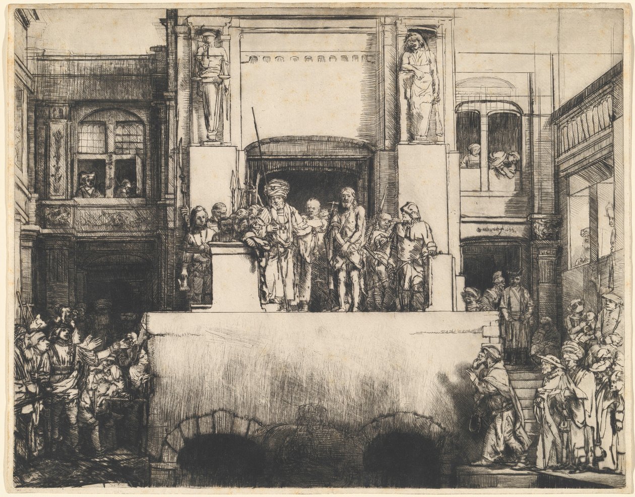 Kristus blir presentert for folket: avlang tallerken av Rembrandt van Rijn