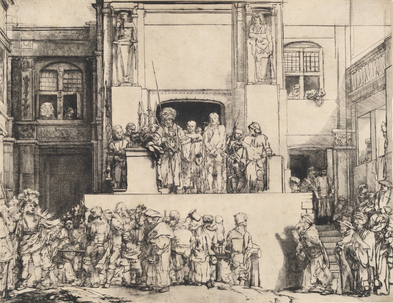 Kristus presentert for folket: avlang plate, 1655. av Rembrandt van Rijn