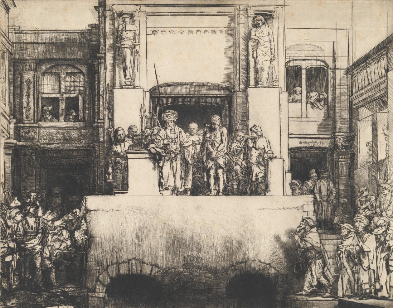 Kristus presentert for folket: avlang plate, 1655. av Rembrandt van Rijn