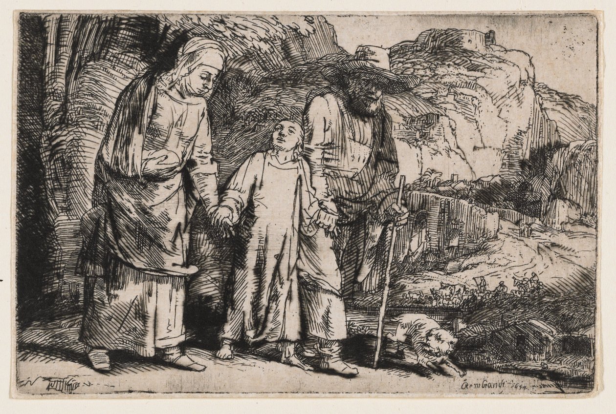 Kristus på vei tilbake fra tempelet sammen med foreldrene sine av Rembrandt van Rijn