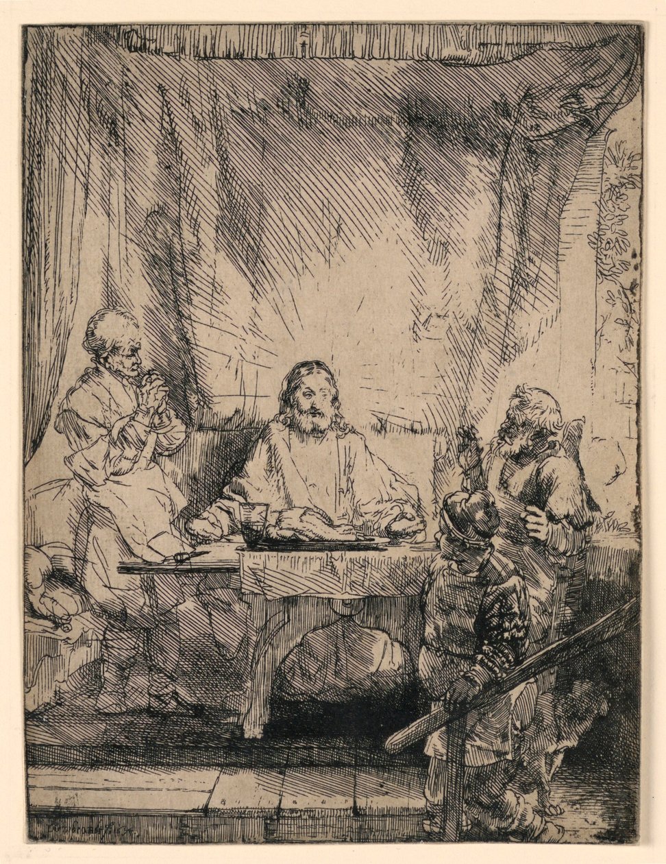 Kristus ved Emmaus: The Larger Plate av Rembrandt van Rijn