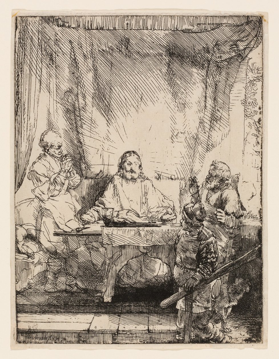 Kristus ved Emmaus: The Larger Plate av Rembrandt van Rijn