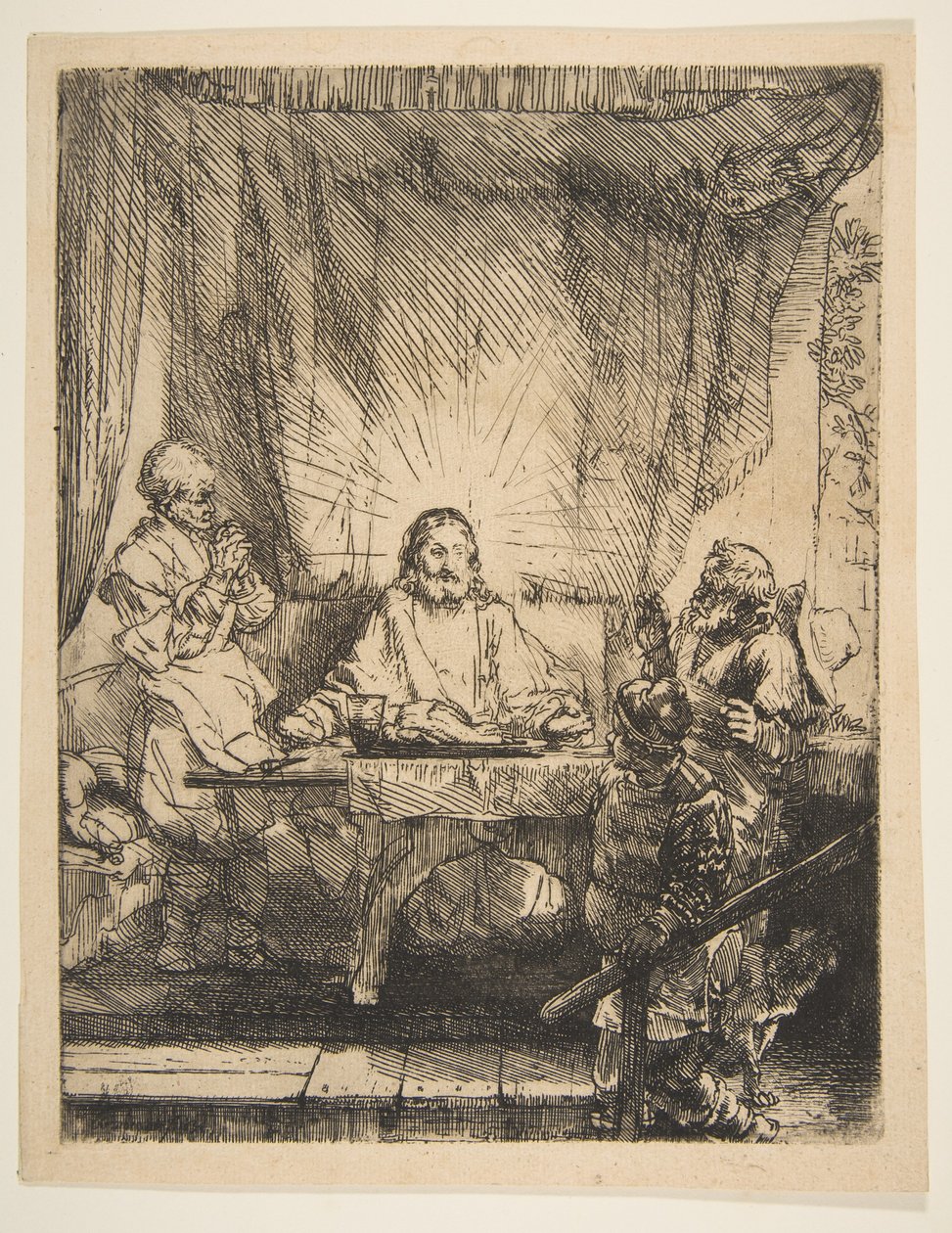 Kristus ved Emmaus: The Larger Plate, 1654. av Rembrandt van Rijn