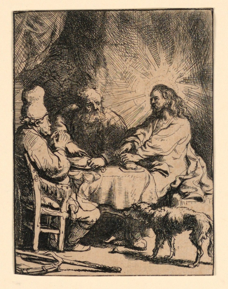 Kristus ved Emmaus: The Smaller Plate av Rembrandt van Rijn
