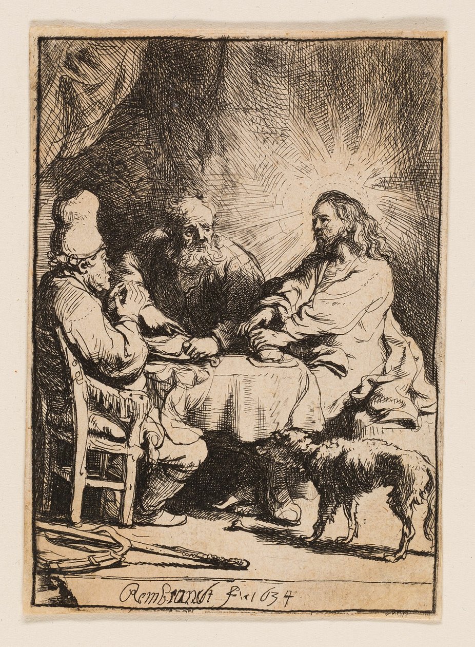 Kristus ved Emmaus: The Smaller Plate av Rembrandt van Rijn