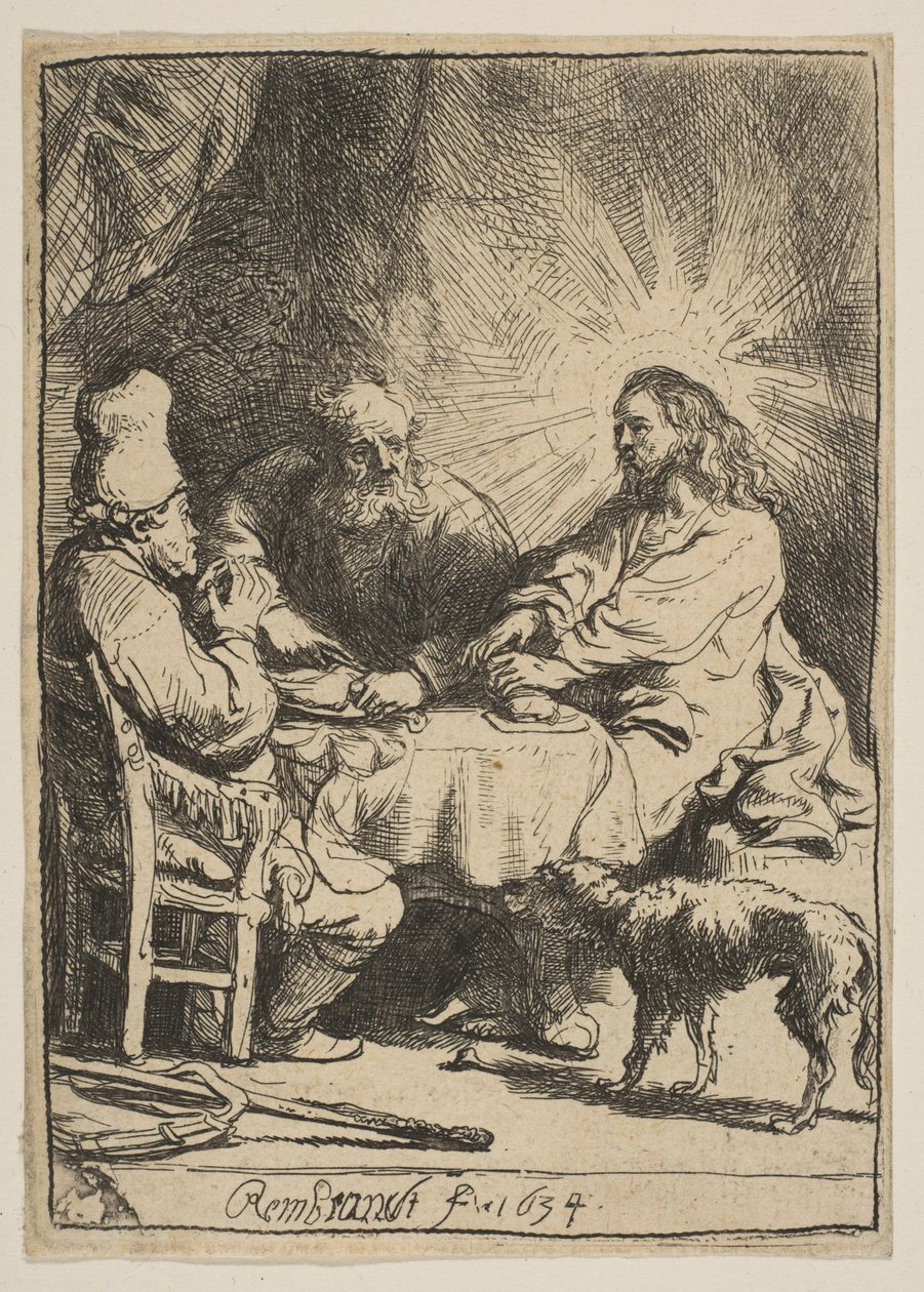 Kristus ved Emmaus: The Smaller Plate, 1634. av Rembrandt van Rijn